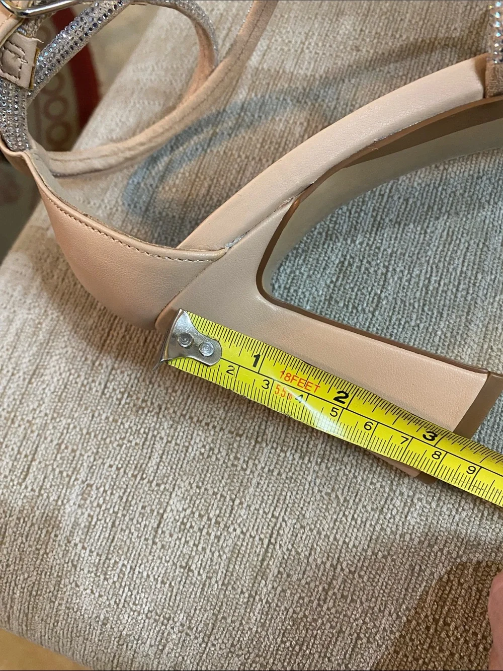 Mix No. 6 Nude Rhinestone-Strap Block 3” Heel Sandals LIKE NEW / Sz 8